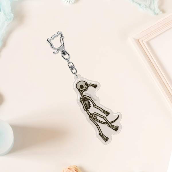 Skelecat Epoxy Keychain