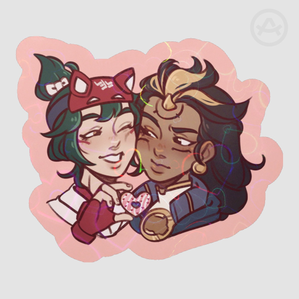 SunShrine (Overwatch) - Colored Edge Die Cut Sticker (Holo Hearts)