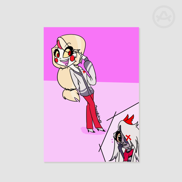 Charlie Wearing Vaggie Cardigan A5 Print