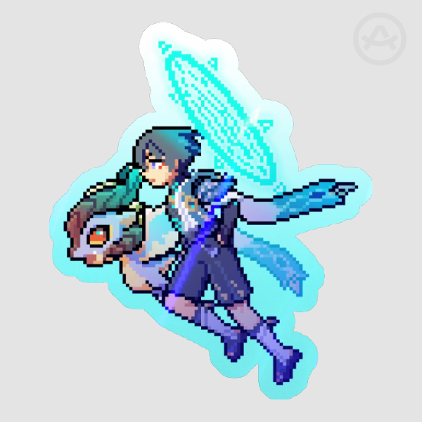 genshin wanderer & mini durin pixel sticker