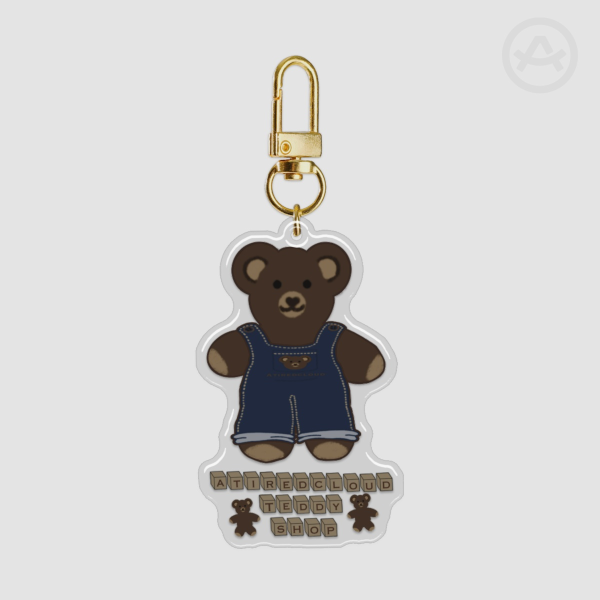 Atiredcloud Denim Teddy Bear Epoxy Clear Acrylic Keychains
