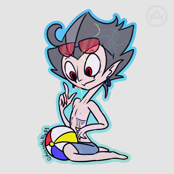 Human Stolas with a Beach Ball Colored Edge Die Cut Sticker