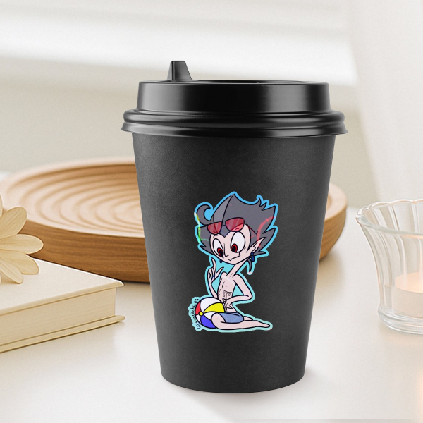 Human Stolas with a Beach Ball Colored Edge Die Cut Sticker