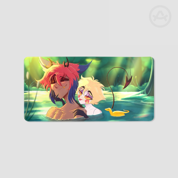 Alastor and Lucifer Radioapple Desk Mat