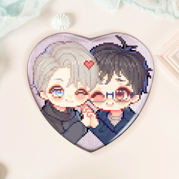Victuuri - Heart Shaped Holographic Badge