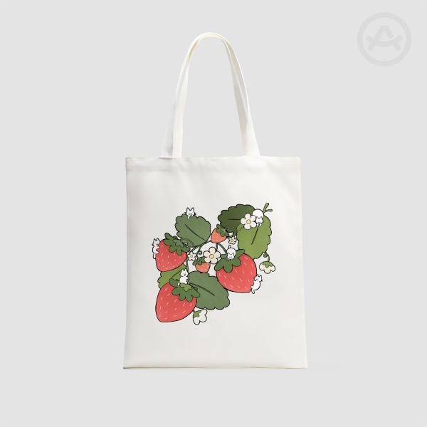 Strawberry Cats Canvas Tote Bag