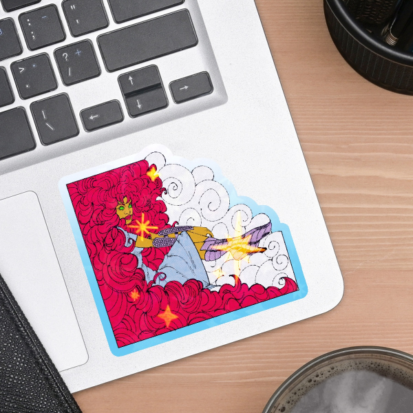 starfire in the clouds sticker