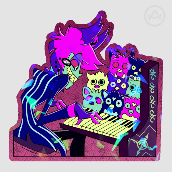 Furby Piano Neon Alastor - Cracked Ice Sticker