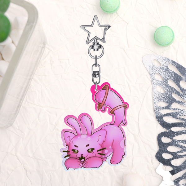 Alien Kitten PINK Colored Edge Acrylic Keychains
