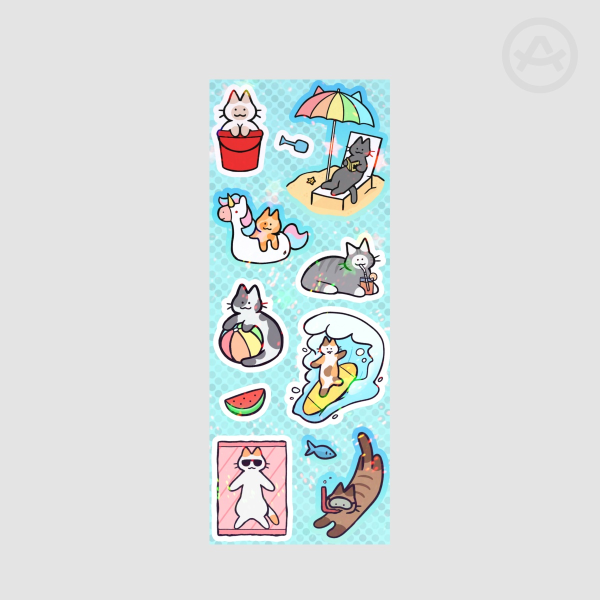 Beach cats sticker Sheet