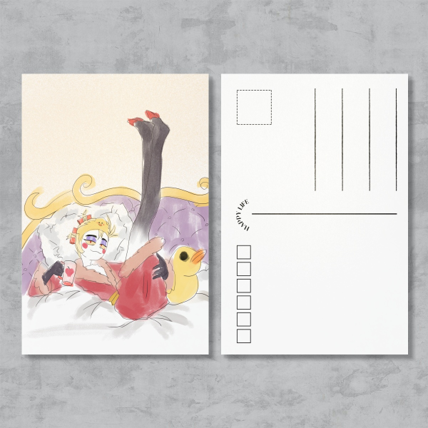 Lucifer in pink robe - Postcard