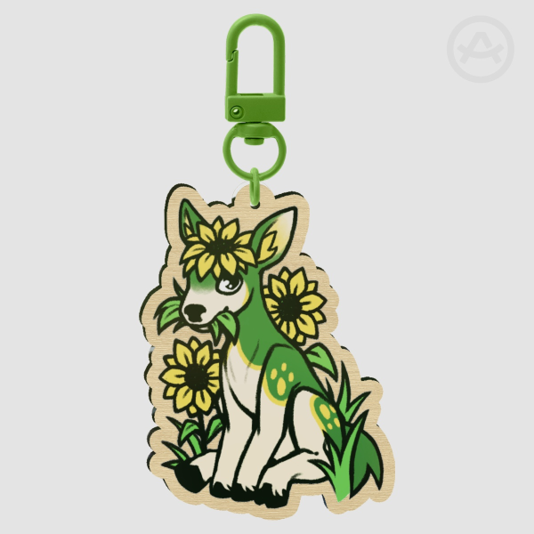 Seasonal Deer Wood Keychain - Summer