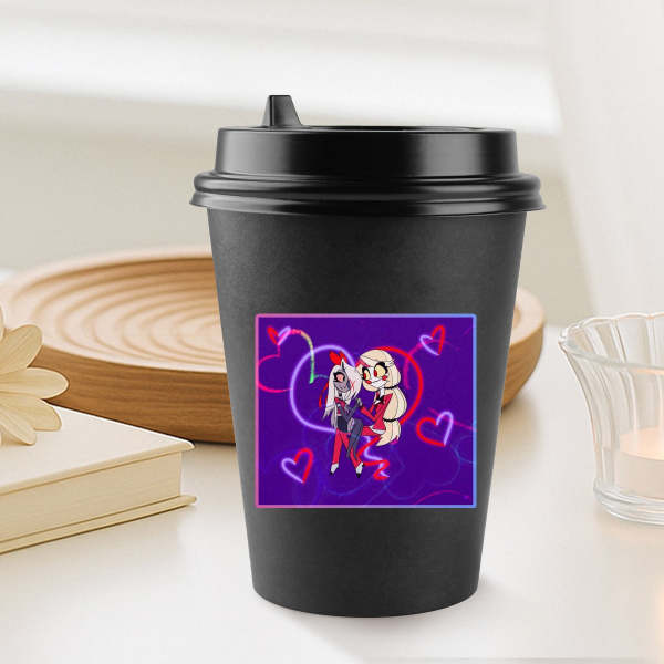 Chaggie Two Luminous Hearts Colored Edge Die Cut Sticker