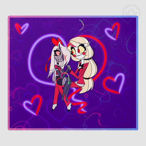 Chaggie Two Luminous Hearts Colored Edge Die Cut Sticker