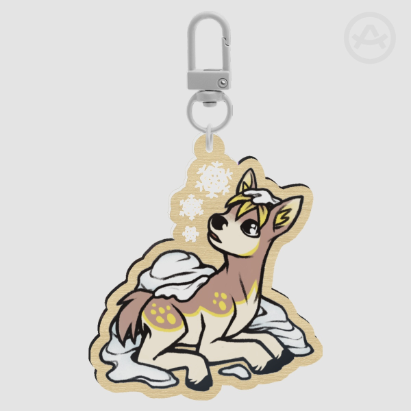 Seasonal Deer Wood Keychain - Winter