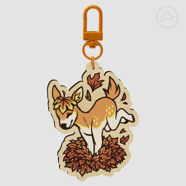 Seasonal Deer Wood Keychain - Autumn