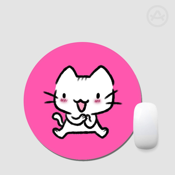 Cute Cat - Pink Mouse Pad Circle
