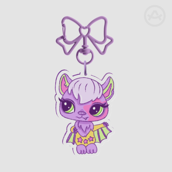 LPS Pastel Bat Clear Acrylic Keychain