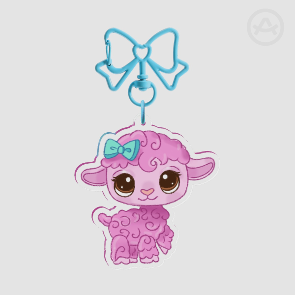 LPS Pink Sheep Clear Acrylic Keychain