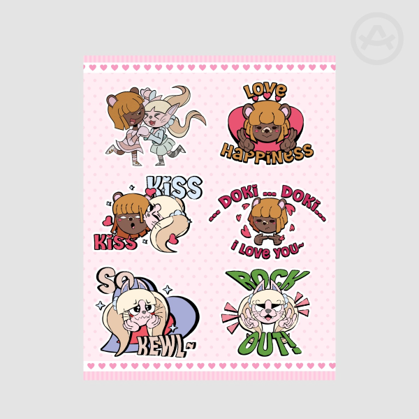 E-Girlies OC/Original Character Coated Paper Stickers Sheet