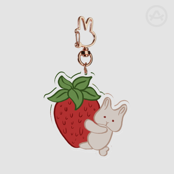 Little Strawberry Bunny Keychain