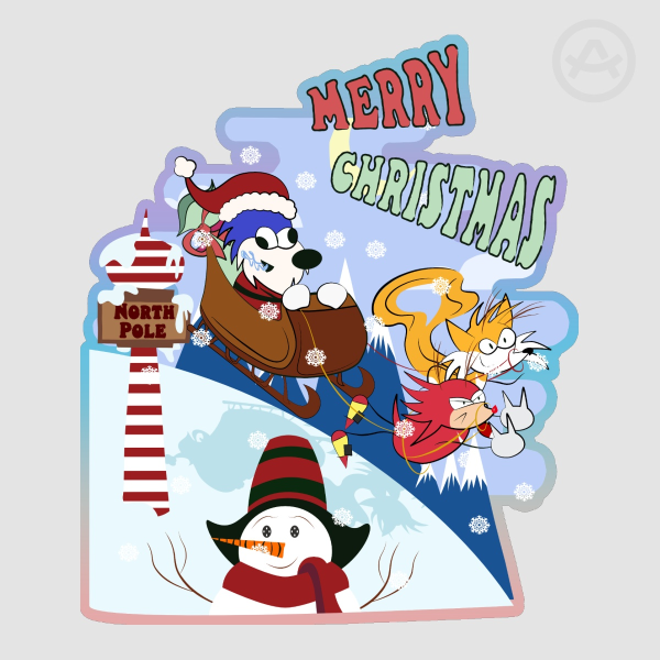 Sanic Christmas Colored Edge Die Cut Stickers