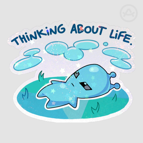Thinking About Life Original Alien Holographic Stars Sticker