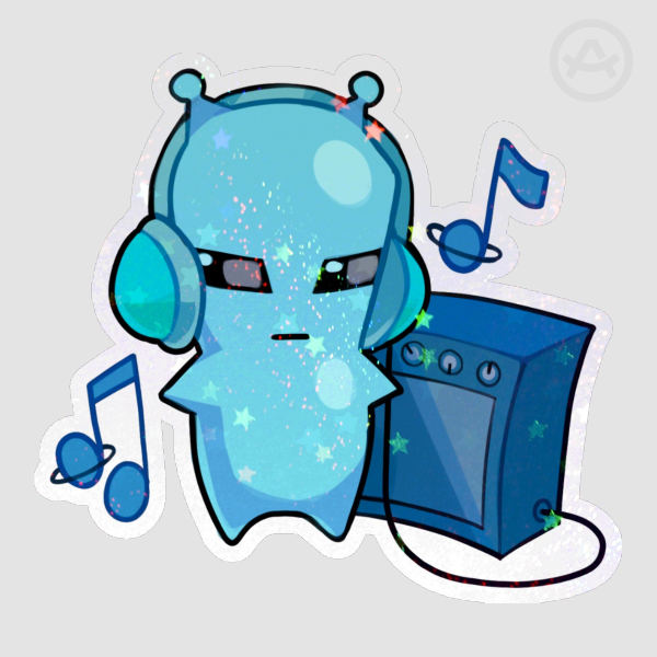 Jamming Out Original Alien Holographic Stars Sticker
