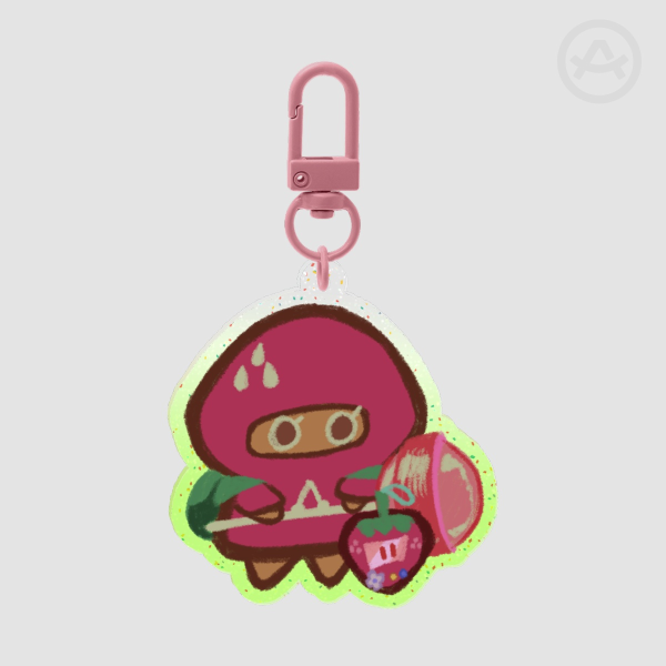 Strawberry Cookie Glitter Keychain