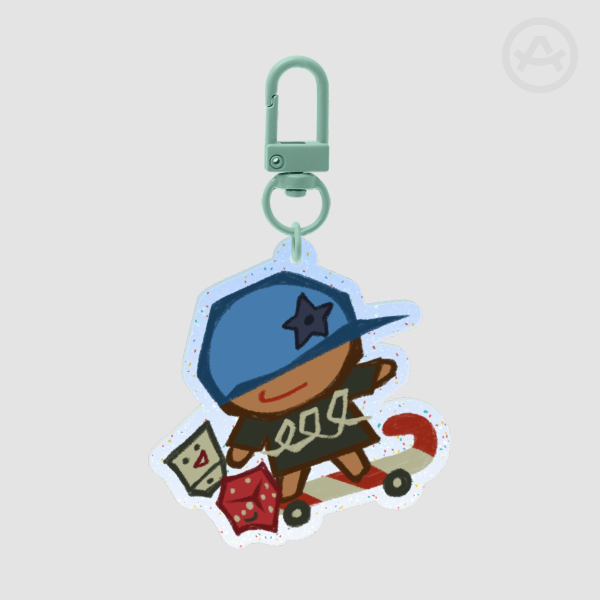 Skater Cookie Glitter Keychain