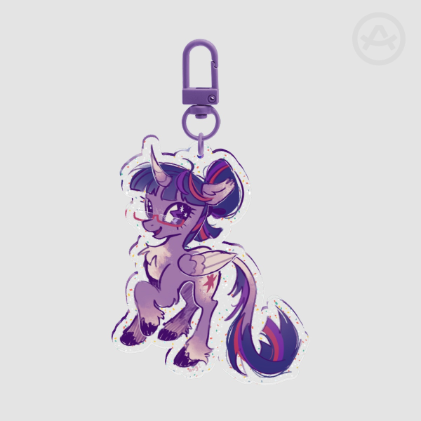 twilight sparkle glitter keychain!