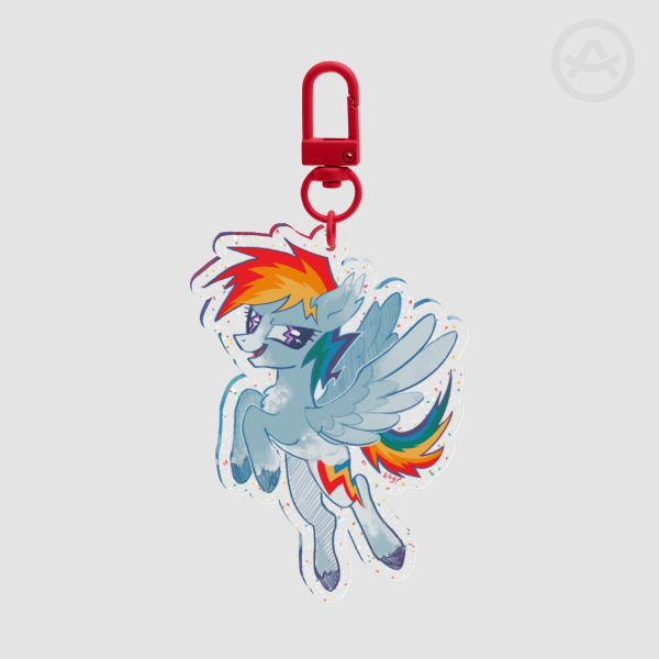 rainbow dash glitter keychain!