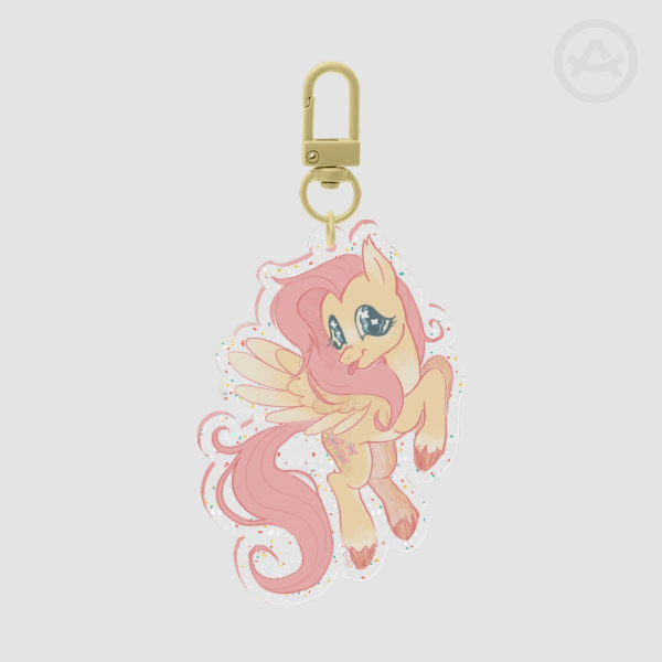 fluttershy glitter keychain!