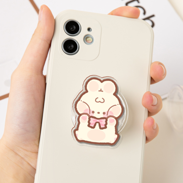 Squishy Bunny Acrylic Phone Holder - 1.96"(50mm), Clear
