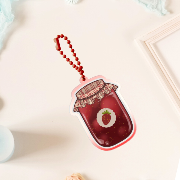 Strawberry Jam Acrylic Keychain from: Minilileva's Cafe Series