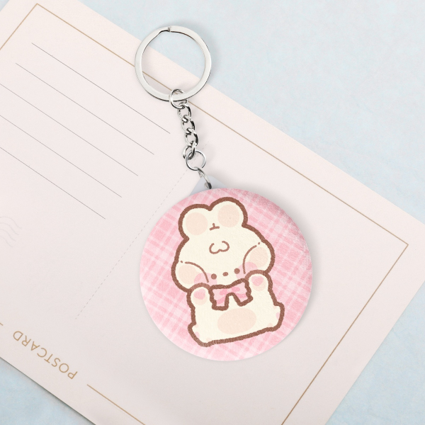 Squishy Bunny Plush Badge Mirror Keychain
