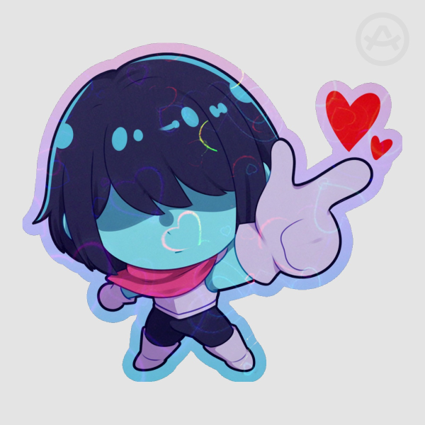 Kris | Colored Edge Die Cut Sticker with Heart Holo