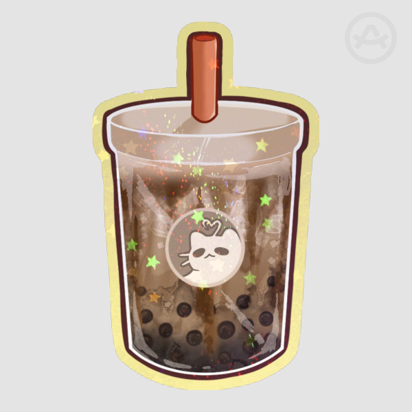 Brown Sugar Boba Milk Tea Glitter Sticker from: Minilileva's Cafe Series