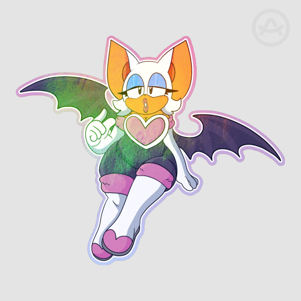 rouge the bat colored boarder sticker