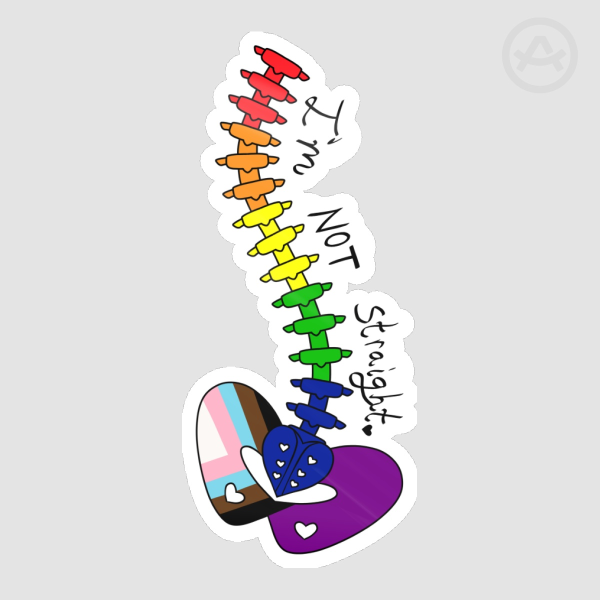 I’m Not Straight - Rainbow Flag Scoliosis Sticker