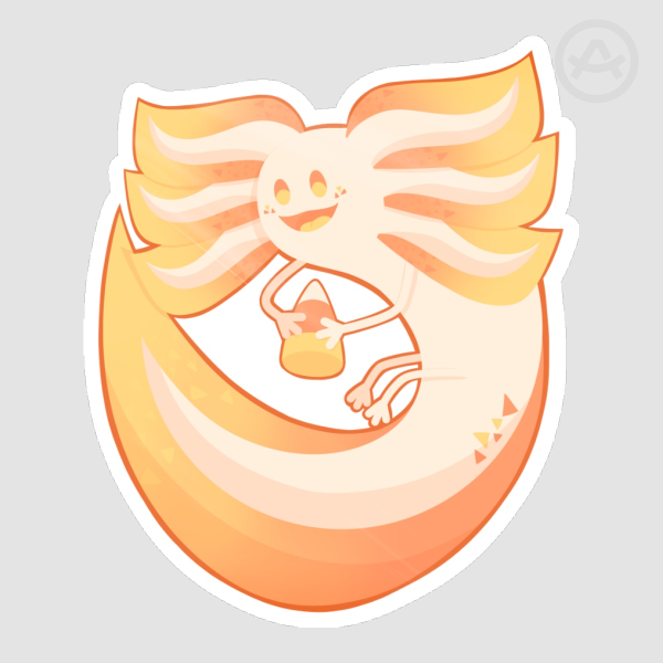 Candy Corn Axolotl - Sticker