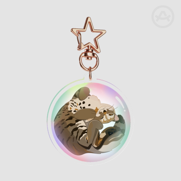 Tabby Kitten Keychain || Cute Cat Charm || Rainbow Bubble