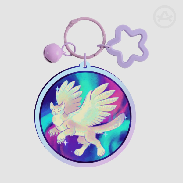 Iridescent Snow Gryphon Keychain