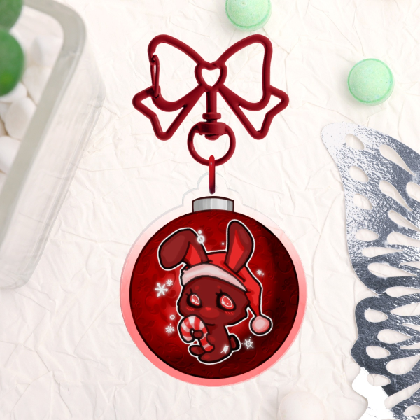Rabbit Girl Christmas Ornament Keychain