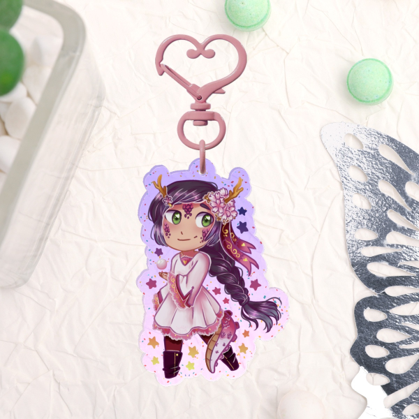 Sakura dragon glitter Keychain