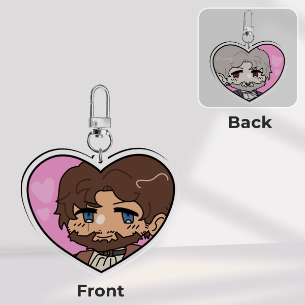 M Sausage Vampires SMP Double Sided Heart Keychain
