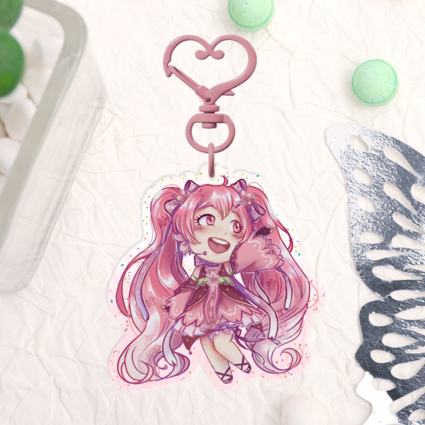 Sakura Miku glitter Keychain