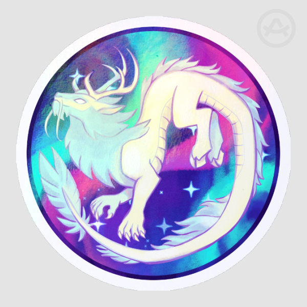 Iridescent East Dragon Sticker