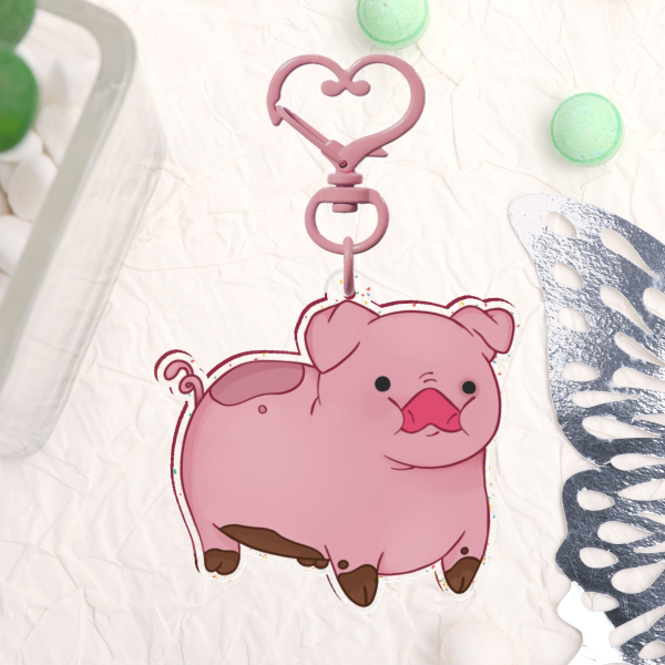 Gravity Falls Waddles Glitter Acrylic Keychains