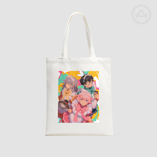 Honkai Cafe | Horizontal Part-print Canvas Tote Bags - 13.7″x15.7″(35x40cm)